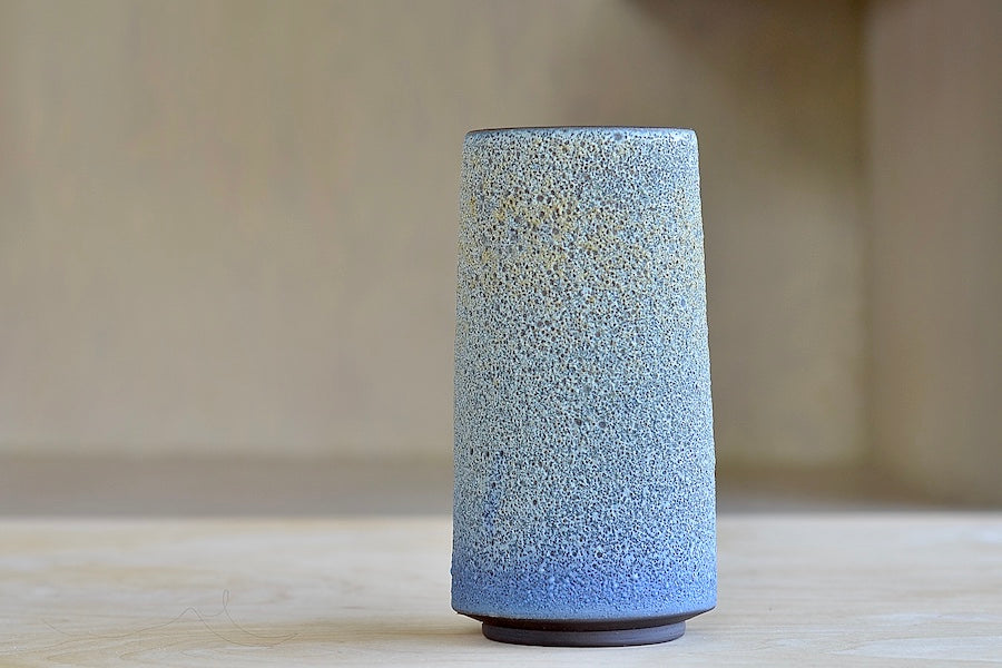 Blue and Yellow Volcanic Glaze vase by Heather Rosenman. Hand Thrown in Los Angeles.
