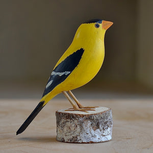 Decorative Wood bird from Brazil - Goldfinch.