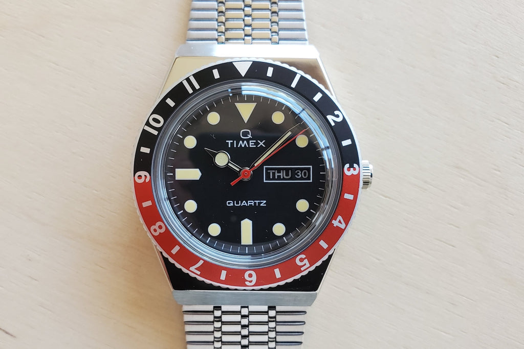 Timex Q Reissue Diver Watch Red Bezel