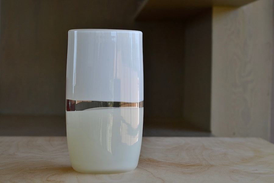 Lattimo White & Ivory Flat Cylinder Vase Small