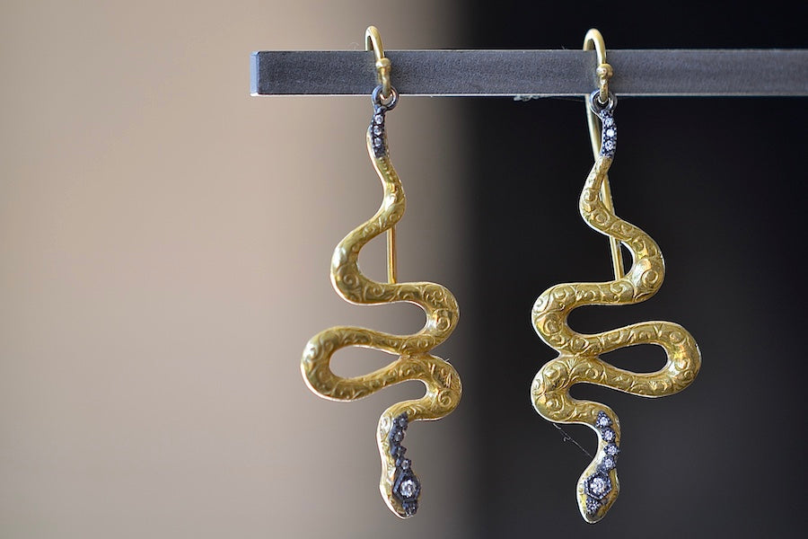 Sly As a Snake buying | Red, White, Black Snake Earrings