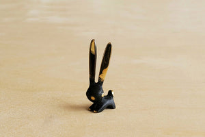Tiny Austrian Brass Figurines darkened with patina. Rabbit by Walter Bosse..
