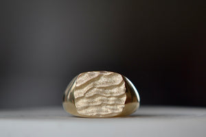 Tidal Square signet by Fraser Hamilton in yellow gold.