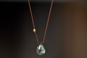 Sage green Tourmaline necklace with 18k bead.