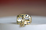 Confetti Mini Skull Ring in Green and Teal