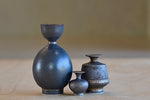 Miniature Hand Thrown Ceramic Vase Trio "E" in Gray Brown