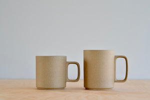 Hasami Medium and Large Mug 20 and 21 in Natural porcelain.