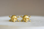 Small Skull & Bone Earrings with Baguette Diamonds