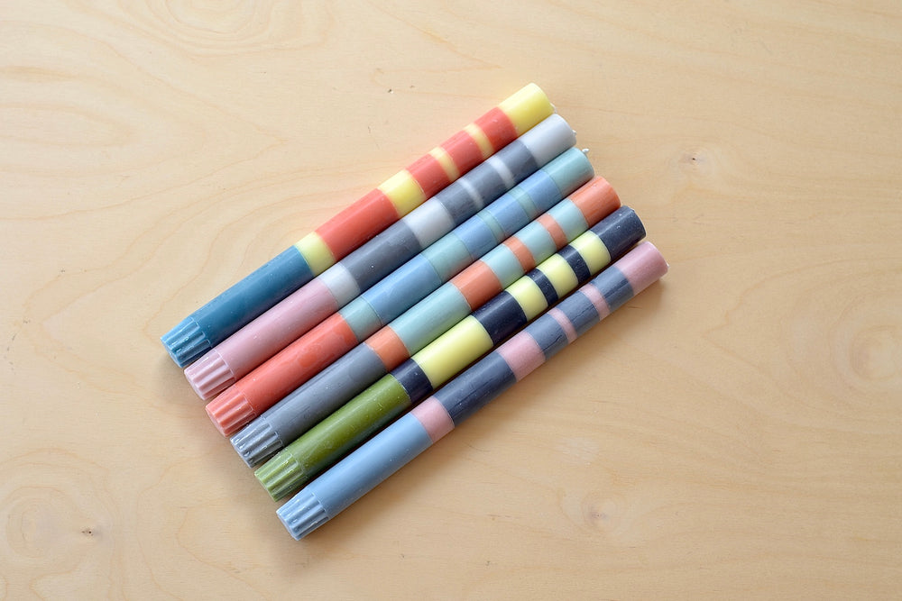 
            
                Load image into Gallery viewer, Striped Candles from British Color Mixed 6-Pack
            
        