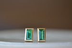 Elongated Emerald Studs