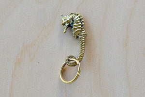 5655 Polished Brass keyring key ring in seahorse by Werkstaette Carl Aubock.