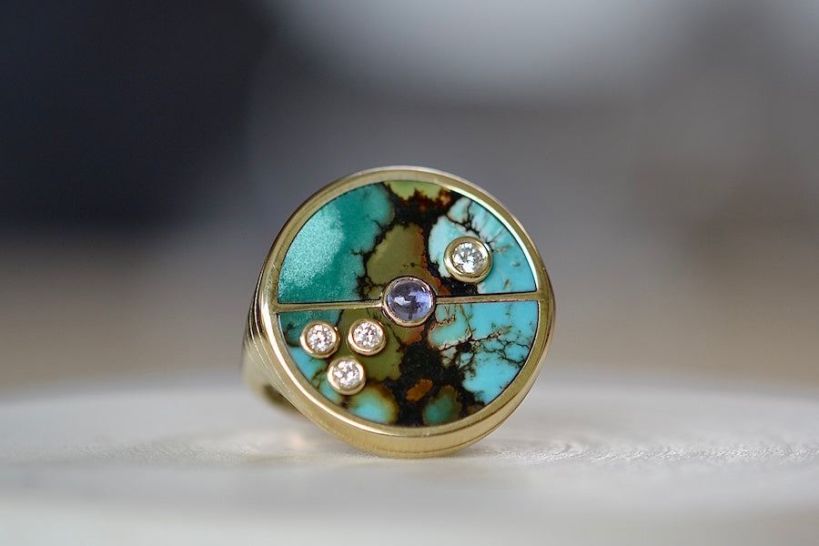 Compass Signet Ring in Turquoise