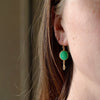 Showing the Moon and drop earrings worn.