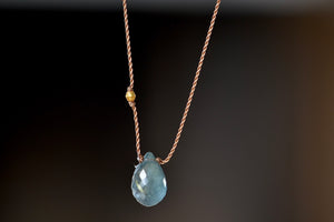 Blue Tourmaline necklace with 18k bead.