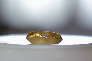 Liquid Gold Ring with Pear Diamond designed by Lizzie Mandler in 18k yellow gold.