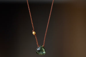 Dark GreenTourmaline necklace with 18k bead.