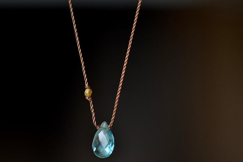 Blue Apatite necklace with 18k bead.