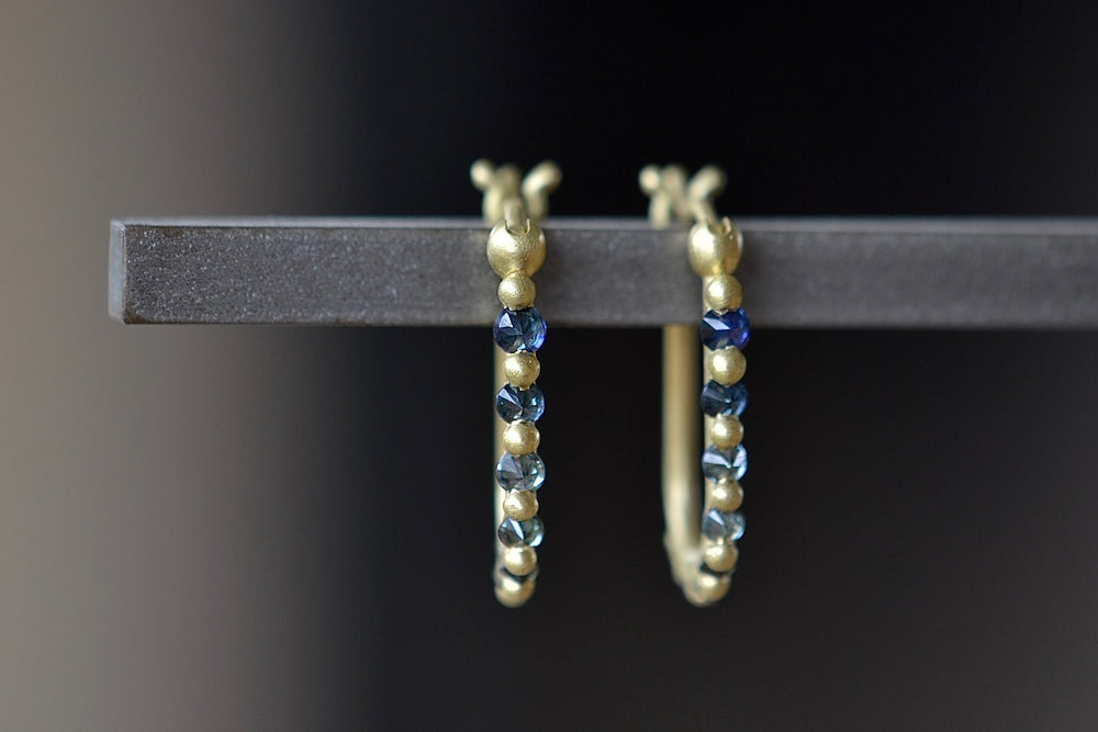 Oval Polaris U Hoop Earrings in Blue to yellow designed by Polly Wales.