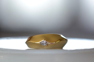 Different angle on Liquid Gold Ring with Pear Diamond designed by Lizzie Mandler.