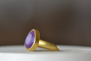 Side view of Sugalite Large Greek Ring by Pippa Small Jewellery.
