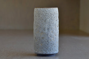 Alternative view of Gray to white cylinder ceramic vase by Heather Rosenman.