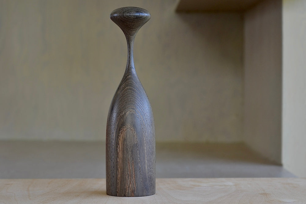 Alternate side of Serratus pepper mill in Ancient Bog Oak. Designed by Tantlus. Made in Canada.