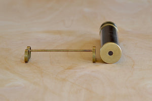 
            
                Load image into Gallery viewer, Alternate view of Medium kaeidoscope in brass with stand. Made in Israel.
            
        