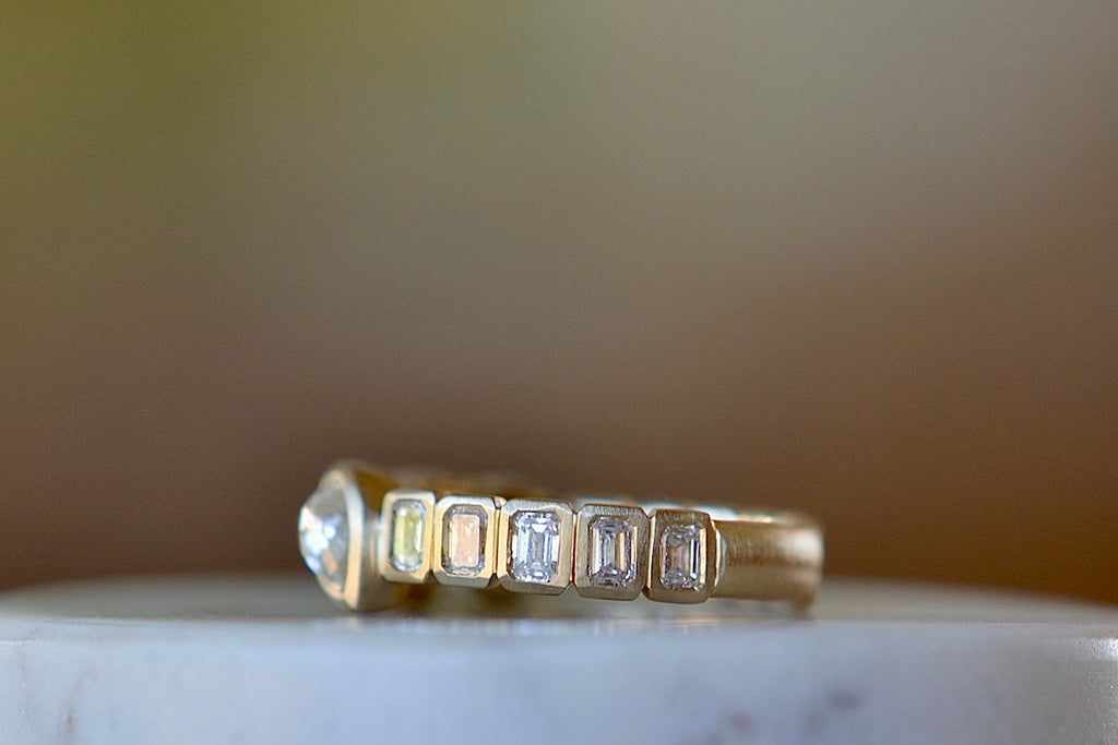 Side view of Diamond Medley Band by Elizabeth Street Jewelry.