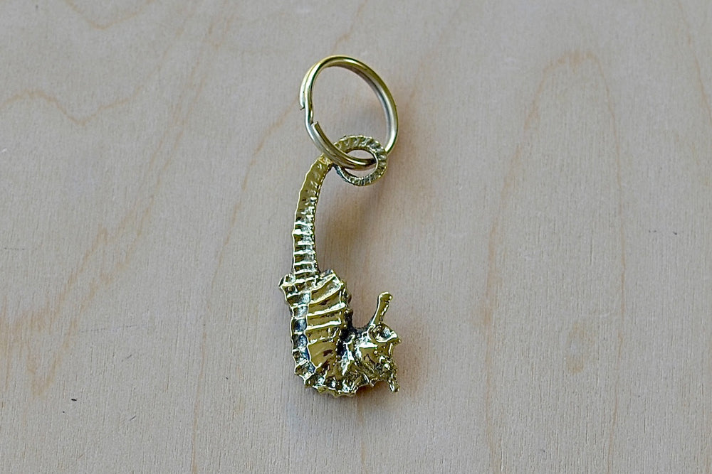 5655 Polished Brass keyring key ring in seahorse by Werkstaette Carl Aubock.