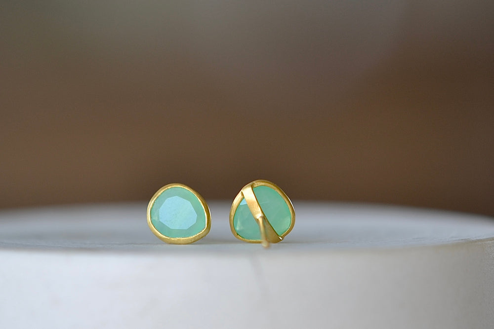 Alternate view of Chrysiprase Classic Stud earrings by Pippa Small.