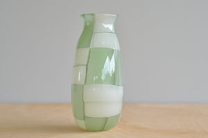 
            
                Load image into Gallery viewer, Side view of Robin Mix Small Green and white with squares Pezzati Vase made and mouth blown in Tunbridge, Vermont.
            
        