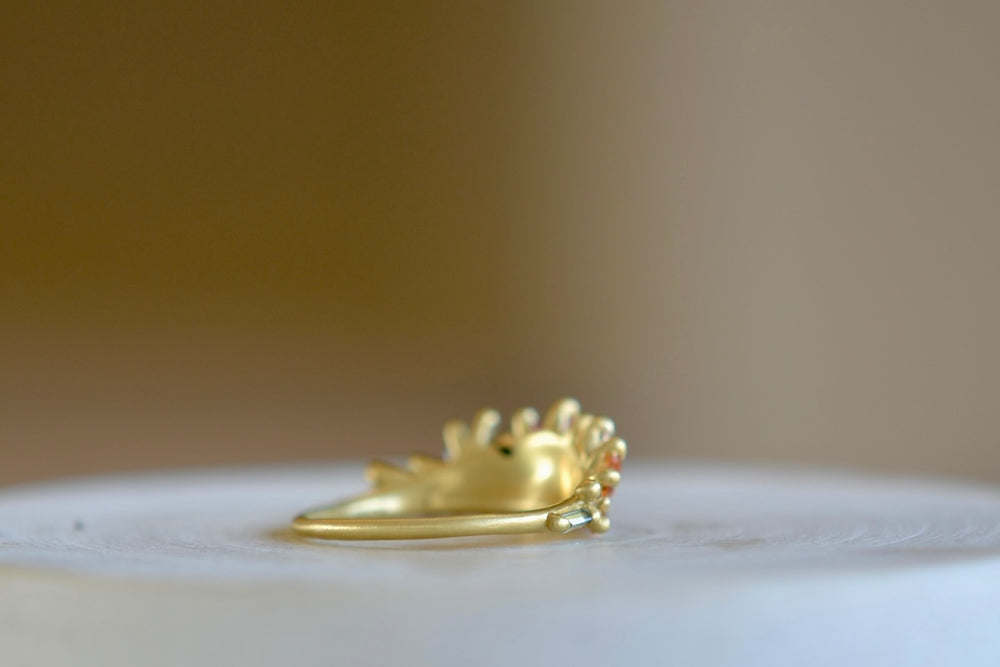 Back of Rainbow Daisy Garland Petal Ring by Polly Wales .