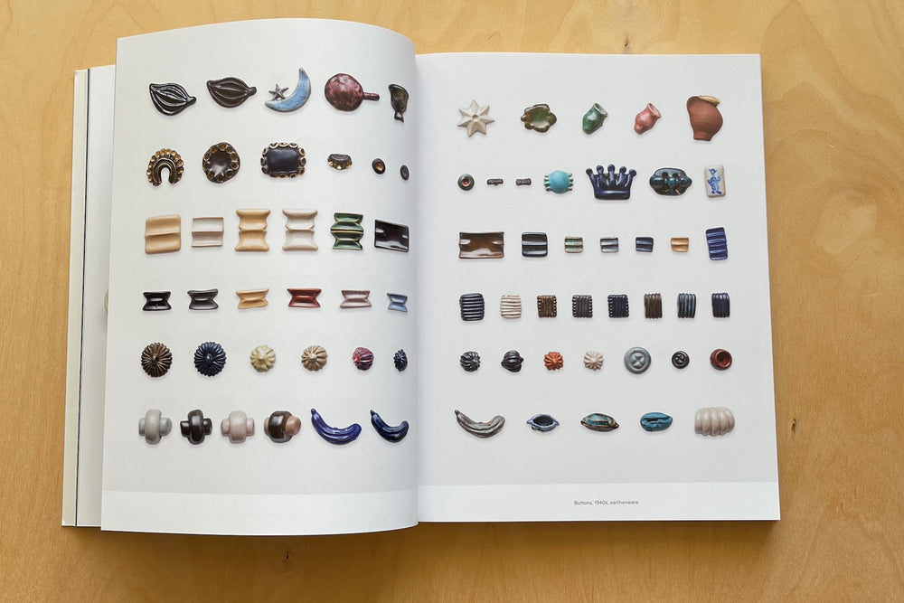 Page on buttons from Lucie Rie: The Adventure of Pottery is the official catalogue for the 2023 Kettle's Yard exhibition with essays by Edmund de Waal and others.