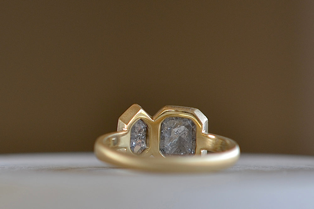 
            
                Load image into Gallery viewer, View from back of Duo Salt and Pepper Diamond Band by Elizabeth Street Jewelry.
            
        