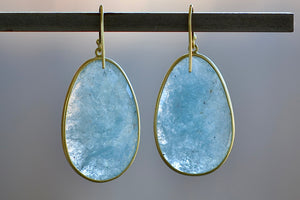 Back of XL Aquamarine Egg Earrings designed by Tej Kothari 