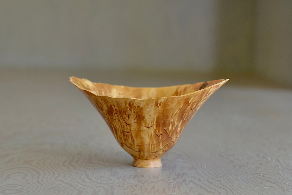 One more of  Bert Marsh 1932-2011 Turned Wood Raw Edge Bowl in light brown Figued Maple.