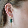 Wearing the Alligator Bite earring by Bibi Van Der Velden in malachite.