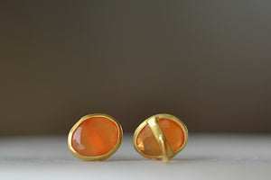 Carnelian classic stud earrings in 18k gold by Pippa Small.