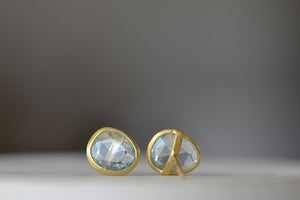 
            
                Load image into Gallery viewer, view of Pippa Small classic studs in aquamarine.
            
        