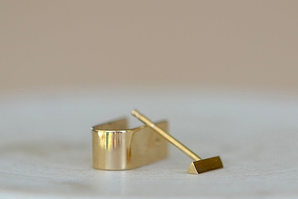 Kathleen Whitaker small cuff and bevel stud Earring Earrings 14k gold.