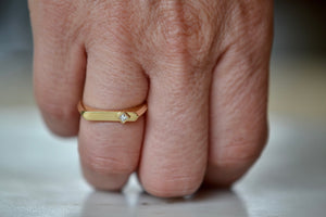 
            
                Load image into Gallery viewer, Wearing the Offset Carré Flat Top Ring designed by Lizzie Mandler.
            
        
