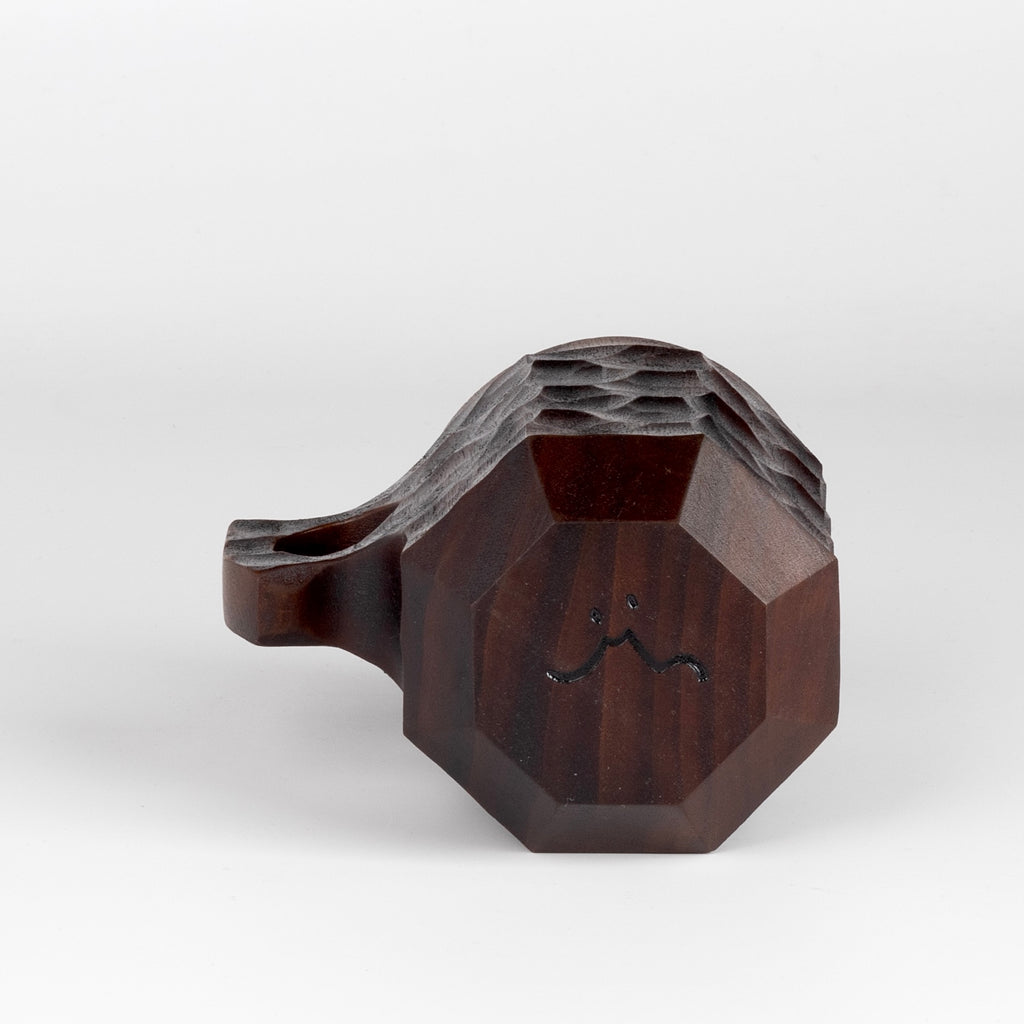 Bottom of large jincup Urushi from Akihiro Woodworks is carve
