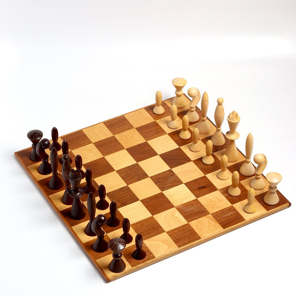 Vintage Anri Unversum  Chess Set in Original Wooden Box on white background.