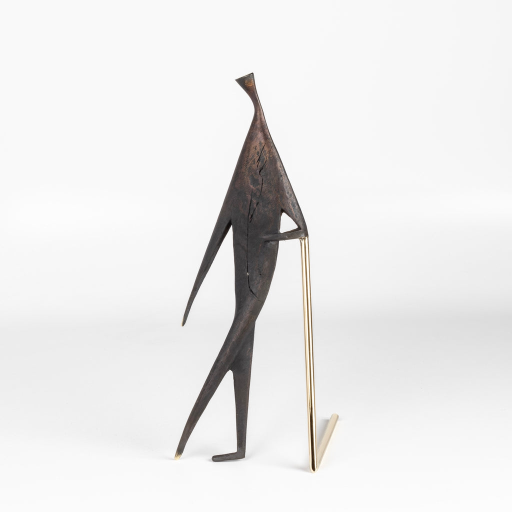 Werkstette Carl Carl Aubock Sculpture "Man With Stick" 4060 on white.
