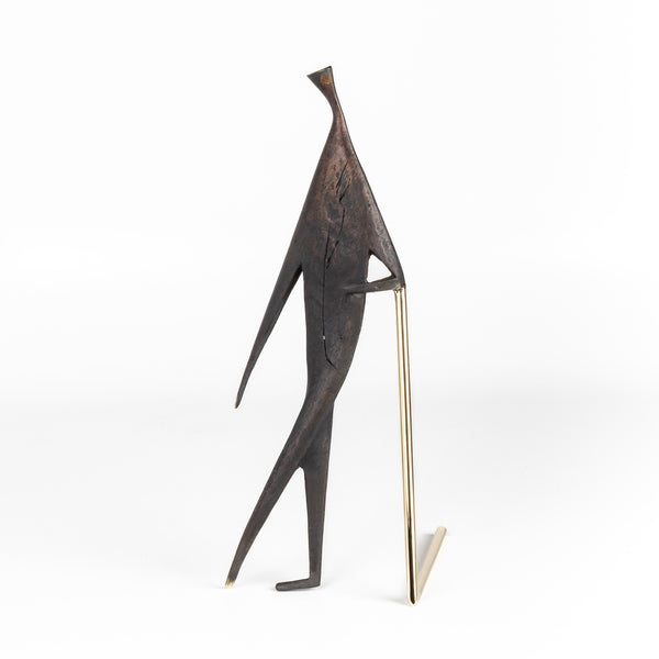 Werkstette Carl Carl Aubock Sculpture "Man With Stick" 4060 on white.