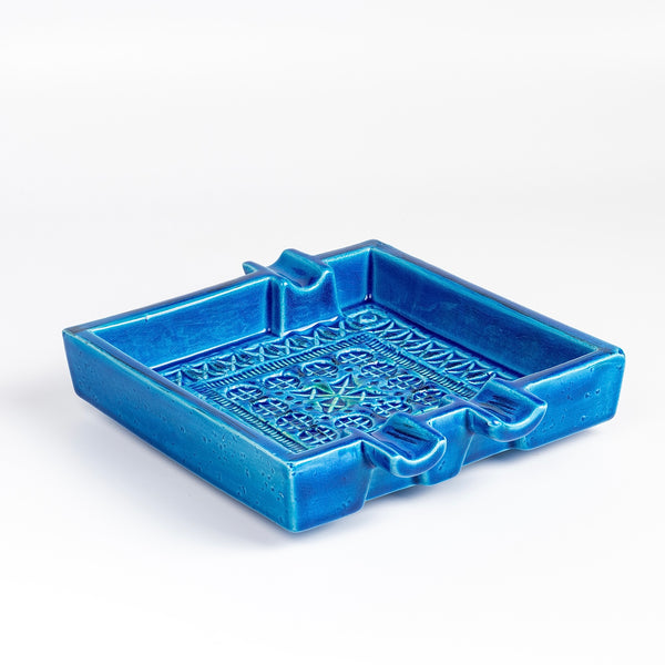 Bitossi Rimini Blue Ashtray in current production on white background.