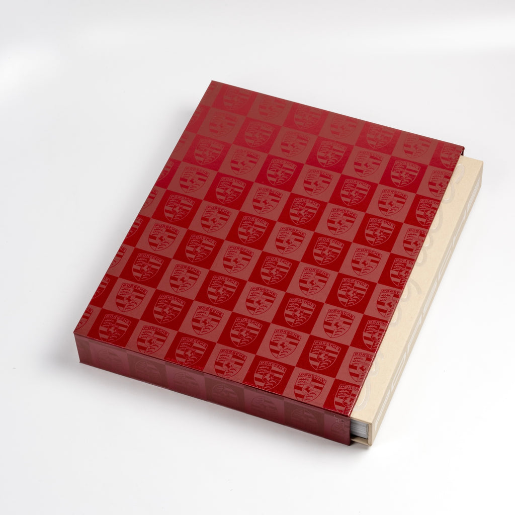 Artifacts Porsche Book published by ERG showing book and red slipcover.