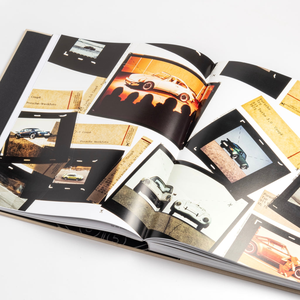 Page from Artifacts Porsche Book published by ERG showing porsche snap shots.