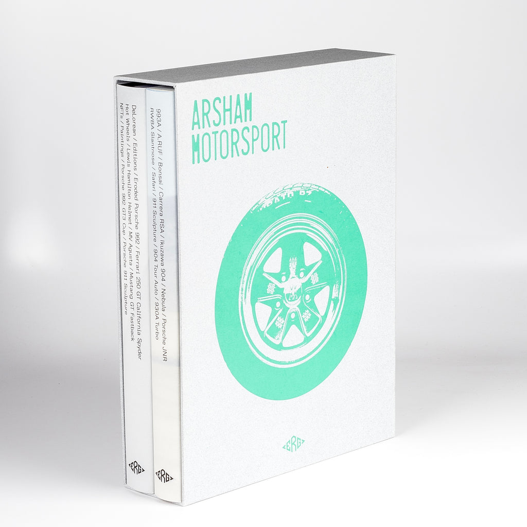 First Edition Arsham Motorsport Porsche and art book from ERG Media in a two volume set.