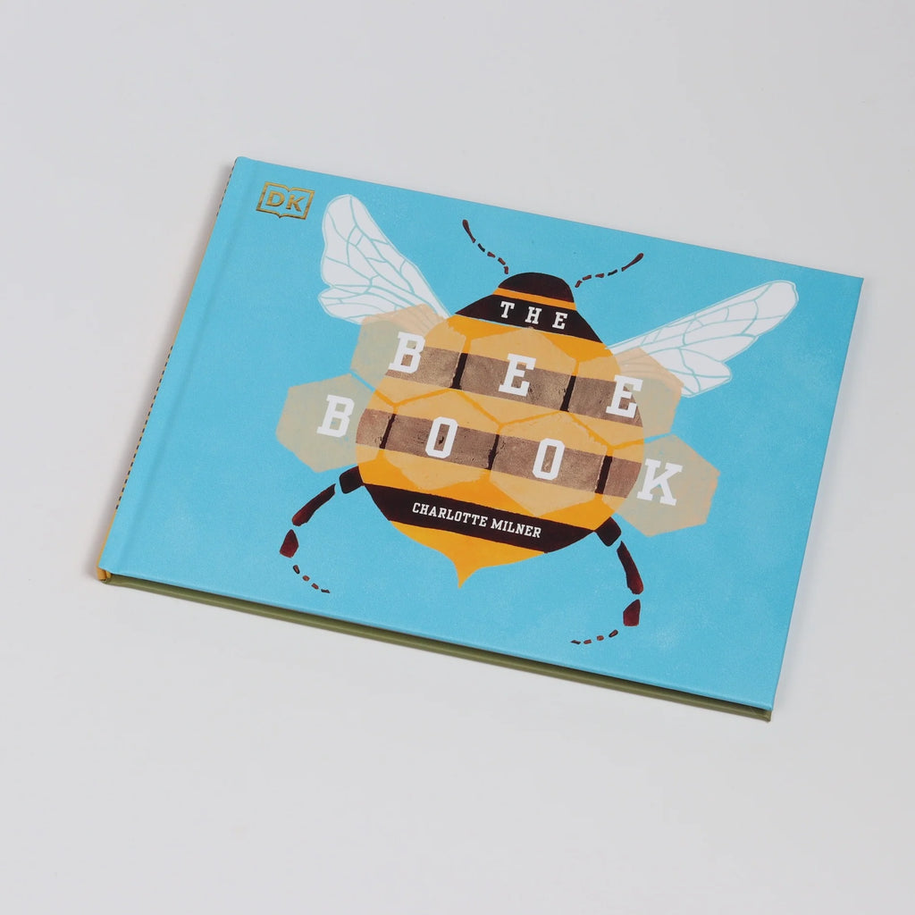 Front cover of the Bee Book by Charlotte Milner on white background. This is a great book about bee conservation for children and kids.